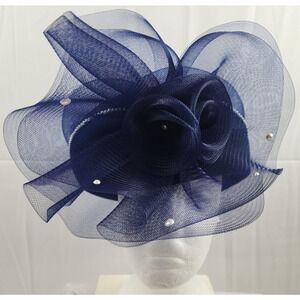 Designed by Sylvia, NY & St. Louis, Royal Blue Tule w/Faux Pearl Women's Hat USA